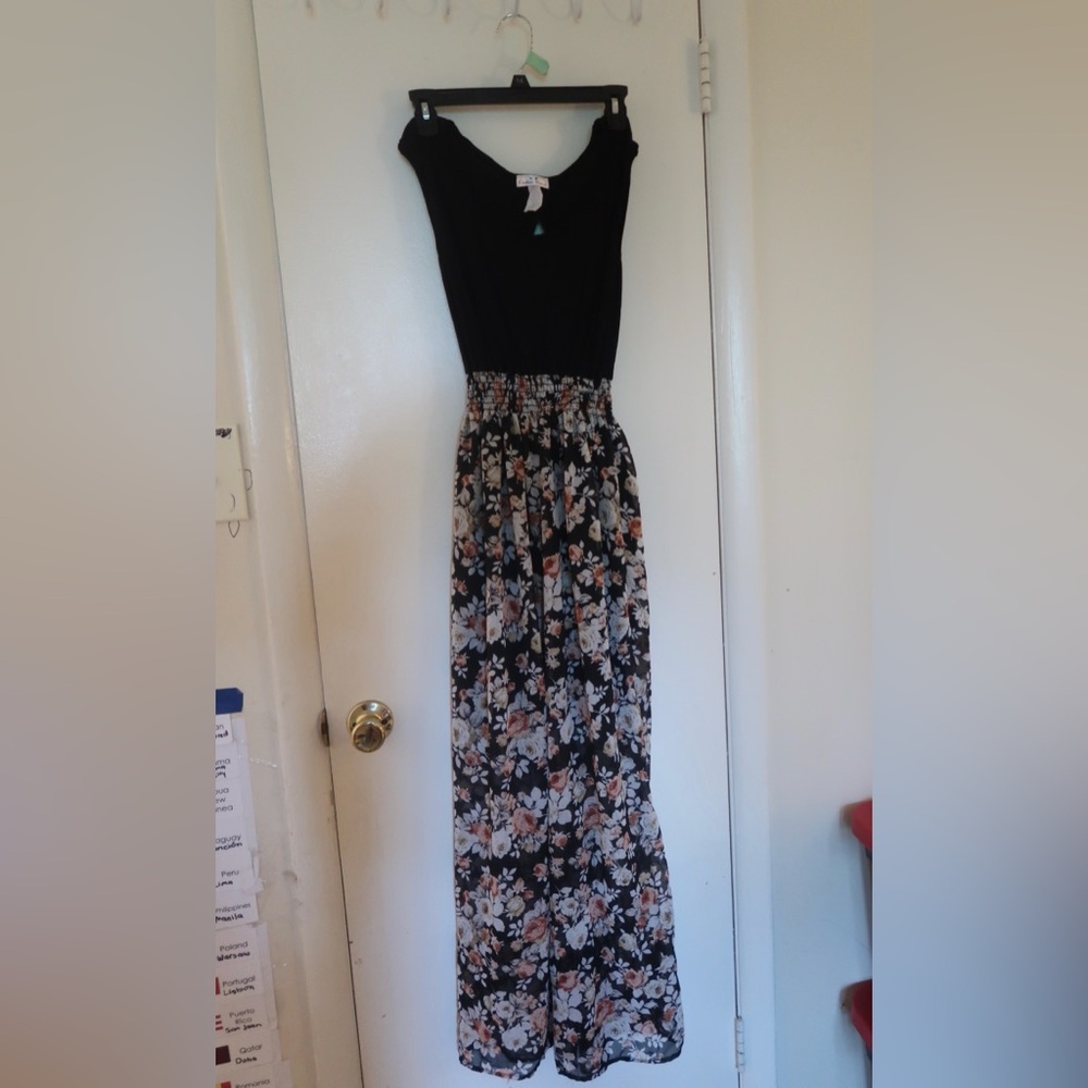 Rebellious Dreamer Floral Maxi Dress with Black Top Small